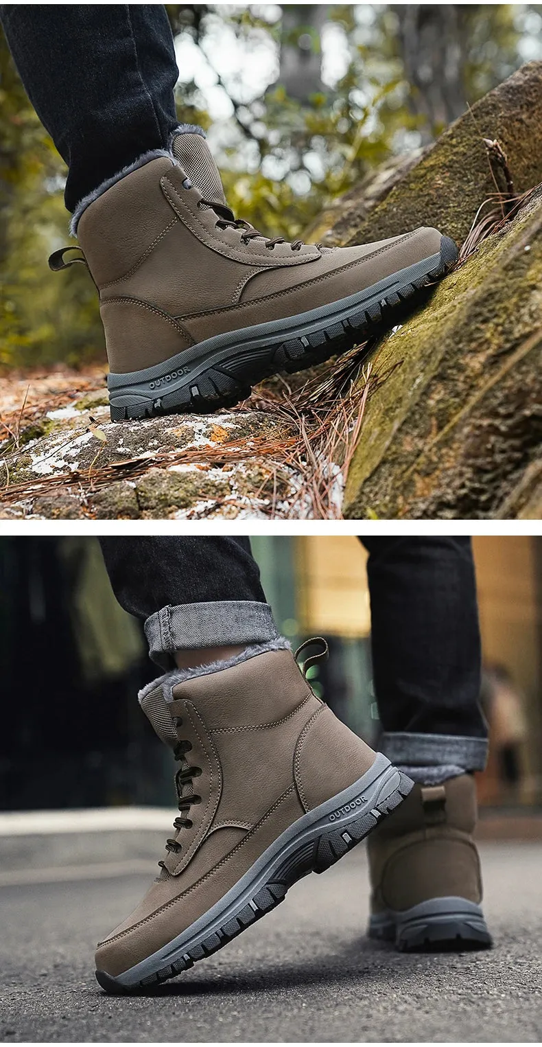 NeW Men Winter Snow Boots For Waterproof Leather Sneakers Super