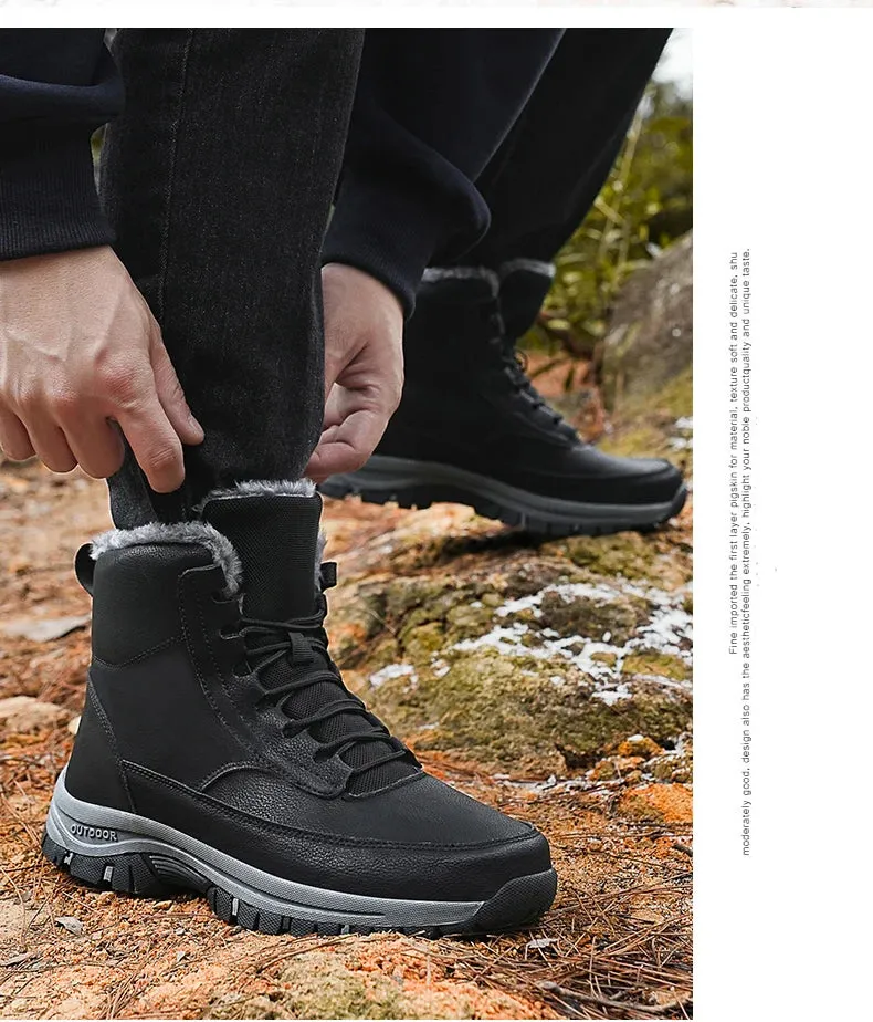 NeW Men Winter Snow Boots For Waterproof Leather Sneakers Super