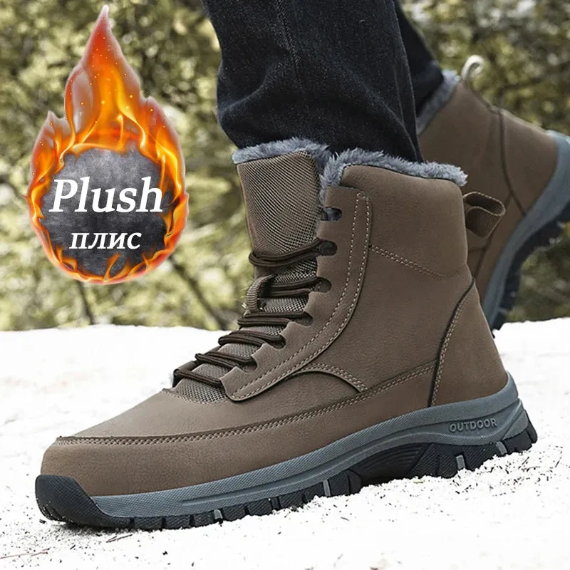 NeW Men Winter Snow Boots For Waterproof Leather Sneakers Super