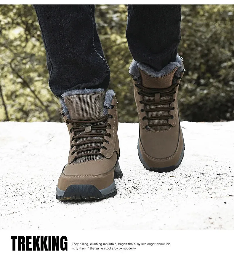 NeW Men Winter Snow Boots For Waterproof Leather Sneakers Super