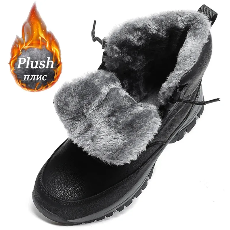 NeW Men Winter Snow Boots For Waterproof Leather Sneakers Super