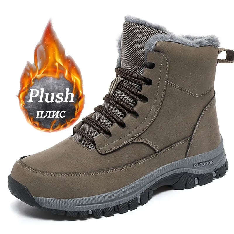 NeW Men Winter Snow Boots For Waterproof Leather Sneakers Super