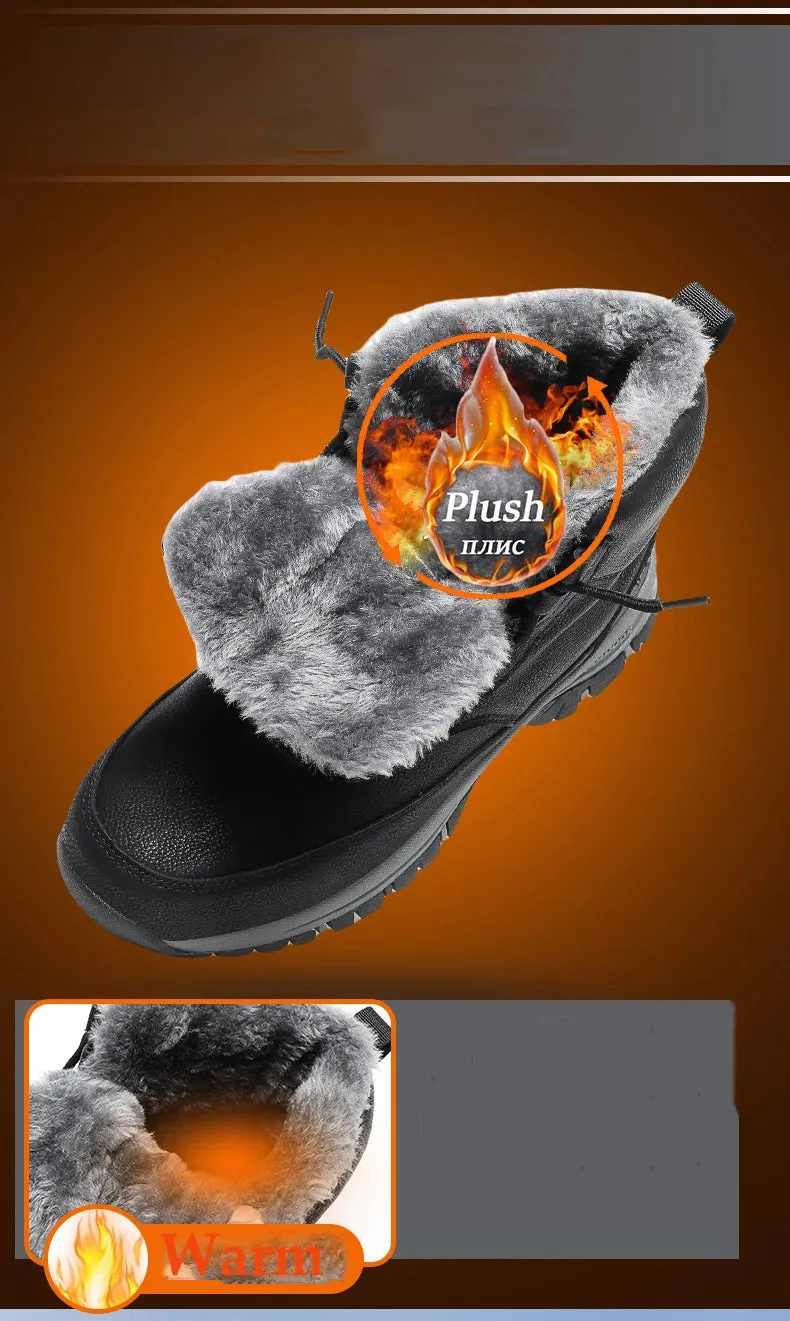 NeW Men Winter Snow Boots For Waterproof Leather Sneakers Super