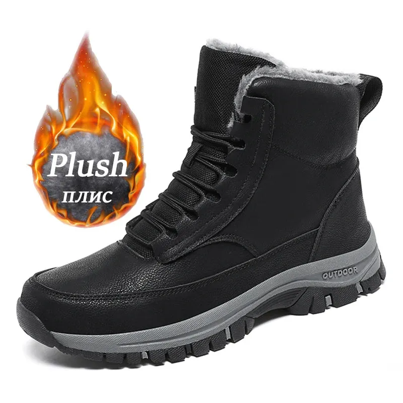 NeW Men Winter Snow Boots For Waterproof Leather Sneakers Super