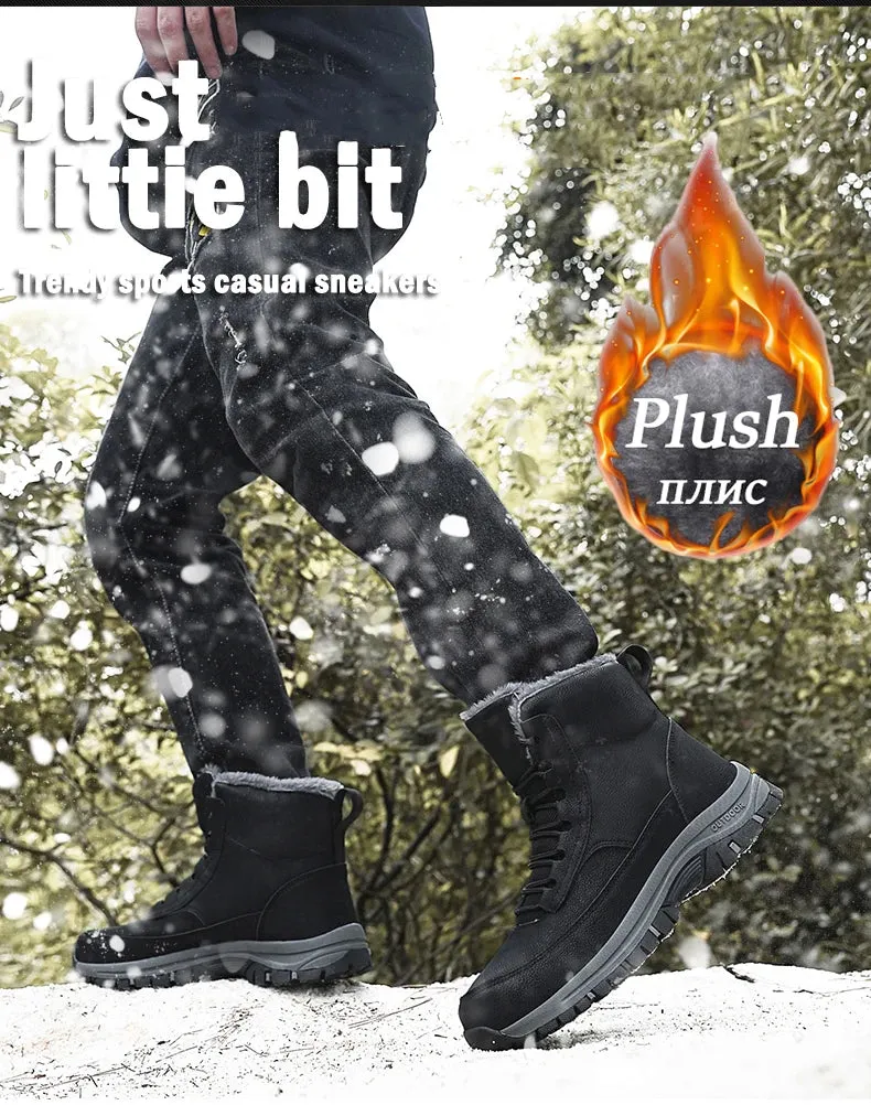 NeW Men Winter Snow Boots For Waterproof Leather Sneakers Super