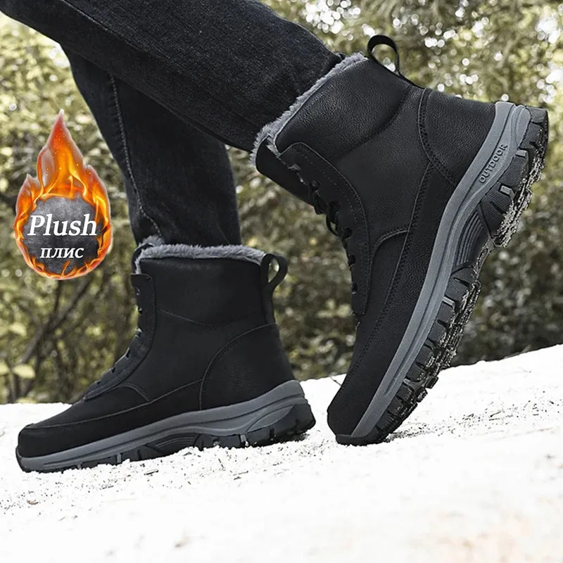 NeW Men Winter Snow Boots For Waterproof Leather Sneakers Super