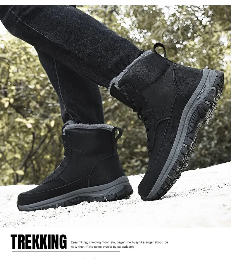 NeW Men Winter Snow Boots For Waterproof Leather Sneakers Super