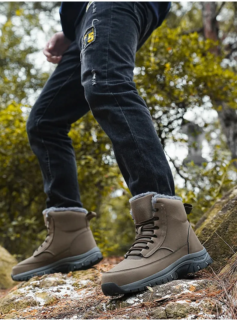 NeW Men Winter Snow Boots For Waterproof Leather Sneakers Super