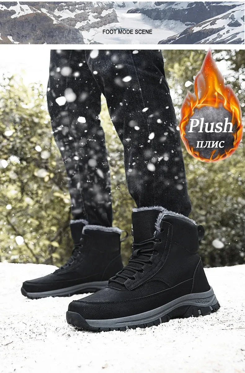 NeW Men Winter Snow Boots For Waterproof Leather Sneakers Super