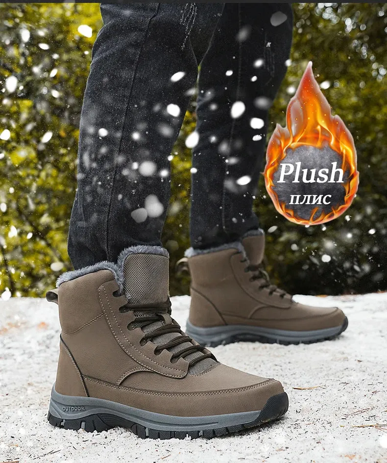 NeW Men Winter Snow Boots For Waterproof Leather Sneakers Super