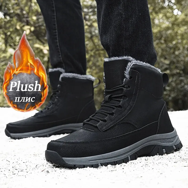 NeW Men Winter Snow Boots For Waterproof Leather Sneakers Super