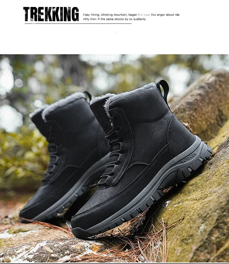 NeW Men Winter Snow Boots For Waterproof Leather Sneakers Super