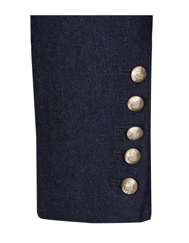 Newbury Navy Jacket - Pure Wool With Velvet Trims - 50% OFF