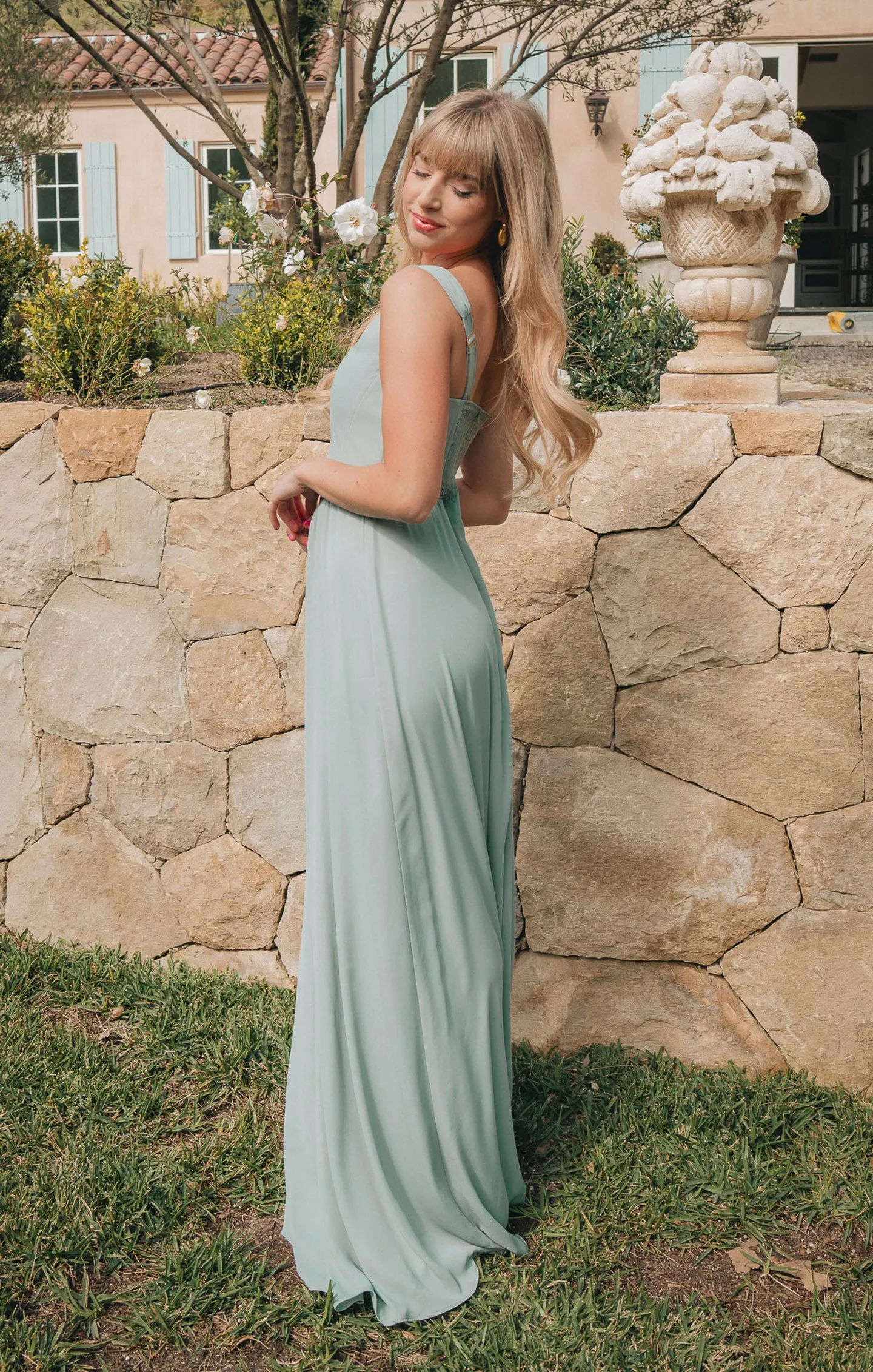 Nina Maxi Dress ~ Silver Sage Crisp