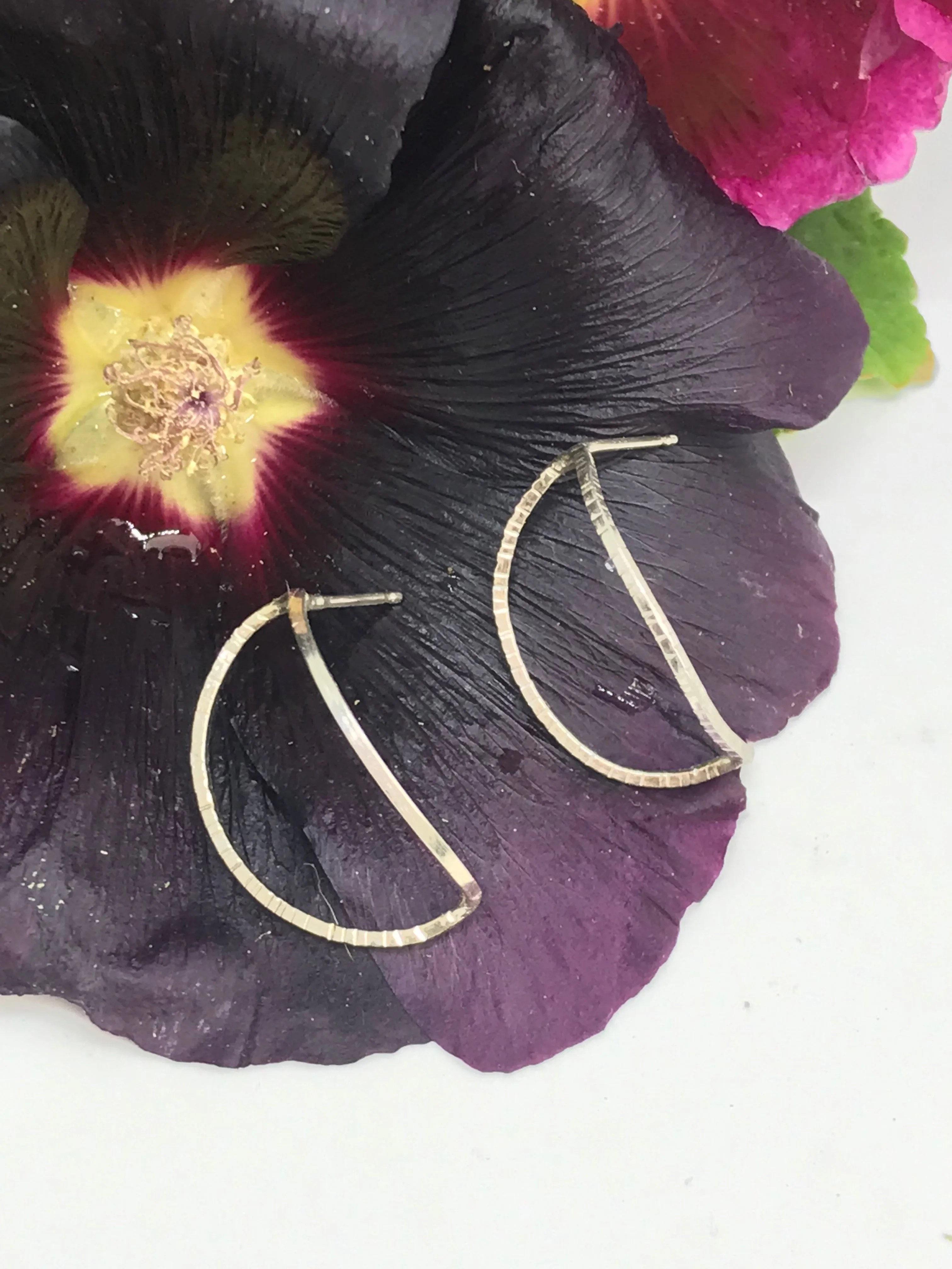 Open Crescent Moon Studs