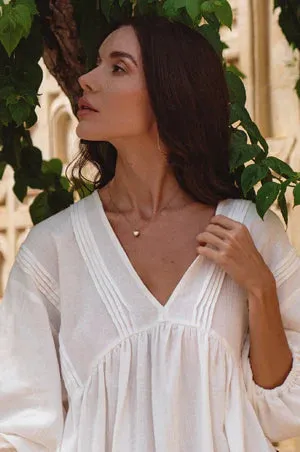 Palmira Handcrafted Linen Mini Dress|White (Last one remaining)