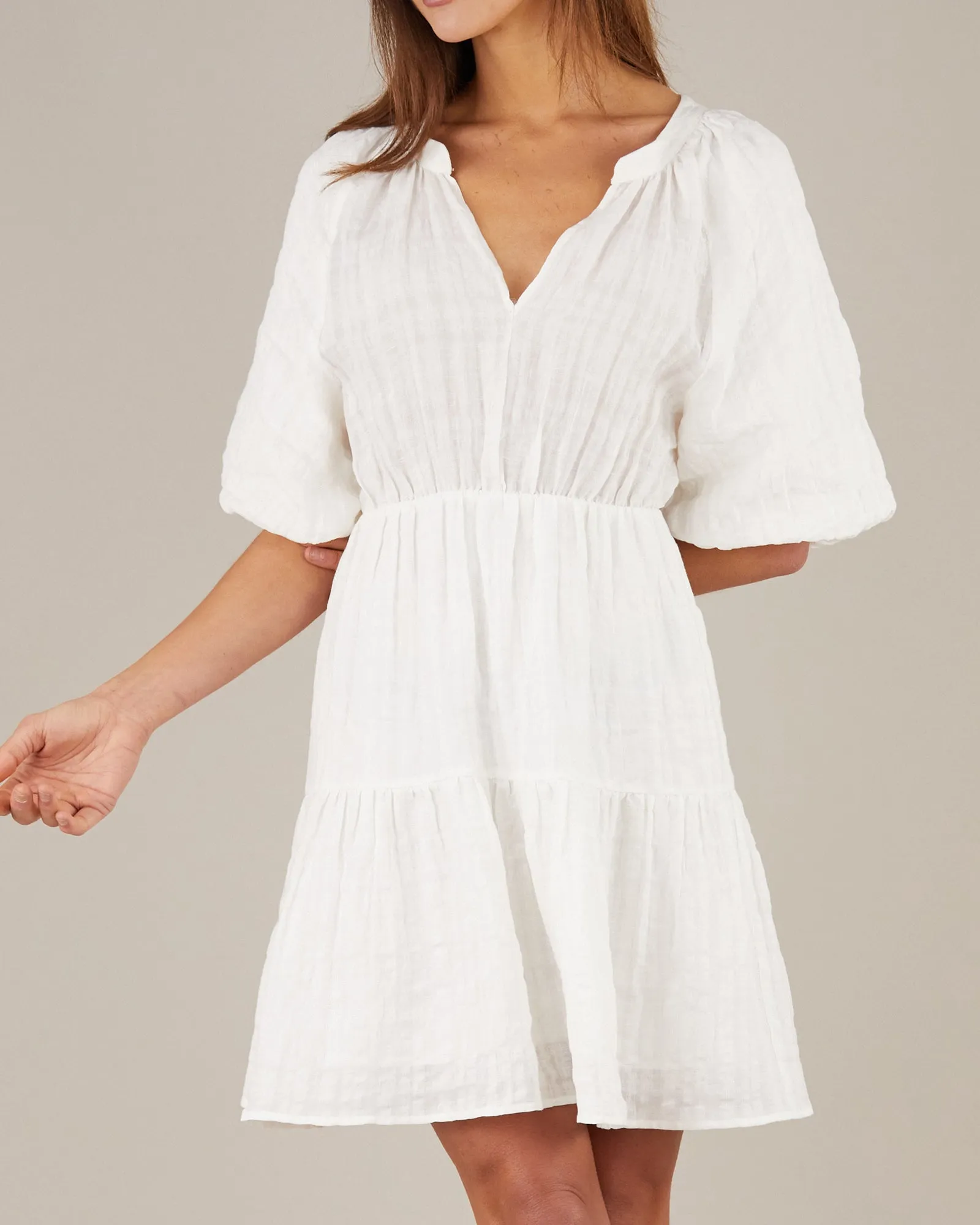 Pila Linen Mini Dress - White