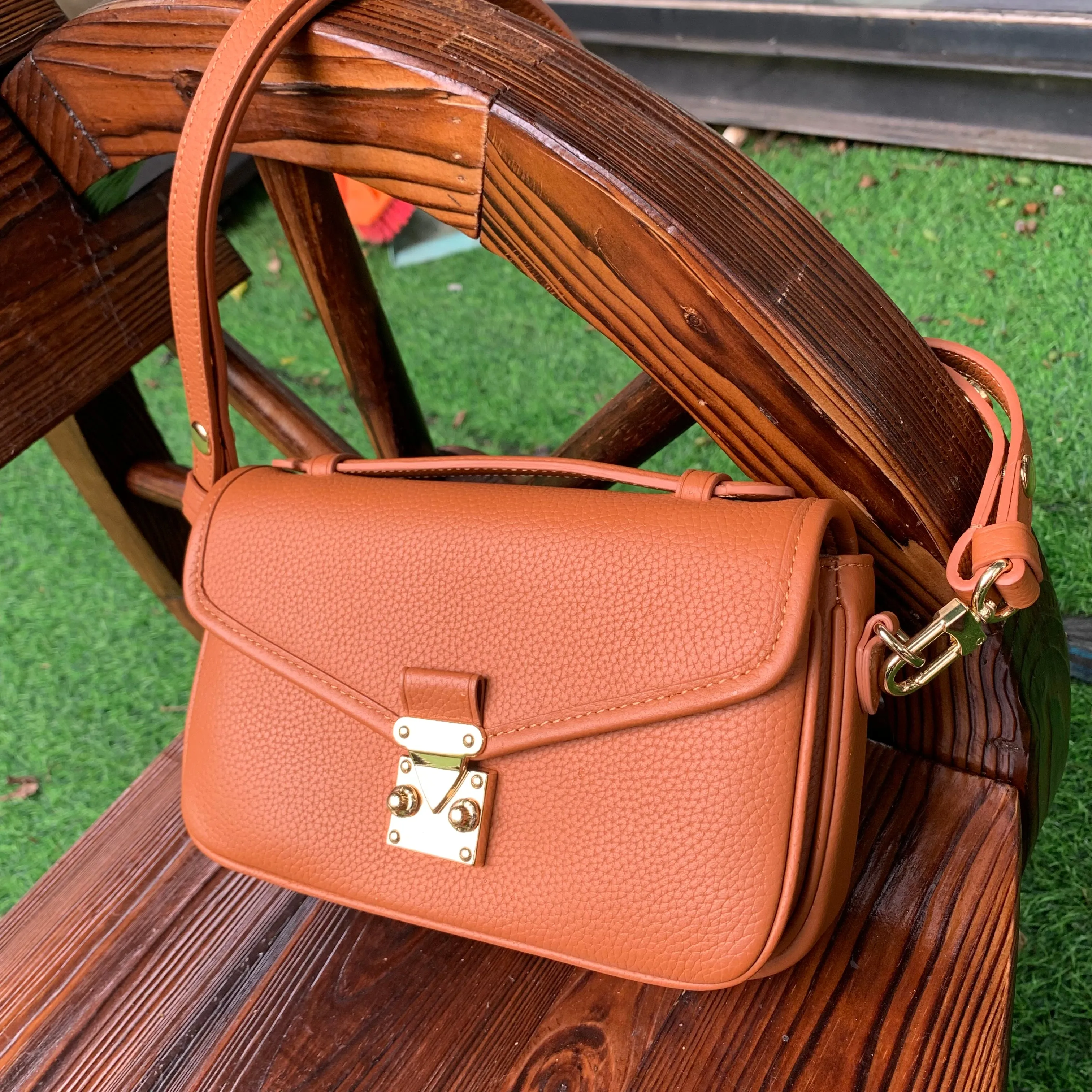 PRE ORDER Brown Togo Leather - "Le Petit Paris15" Crossbody bag
