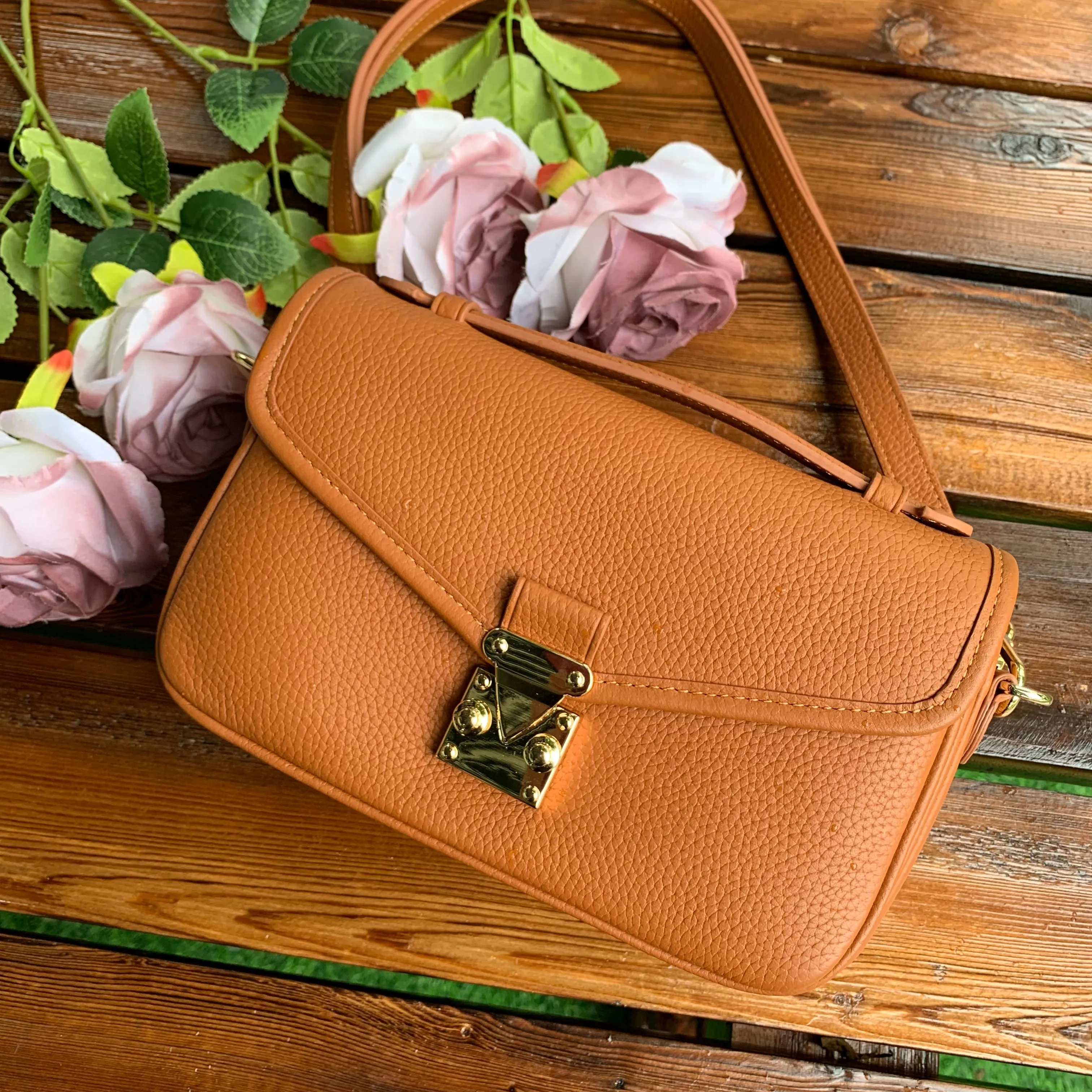 PRE ORDER Brown Togo Leather - "Le Petit Paris15" Crossbody bag