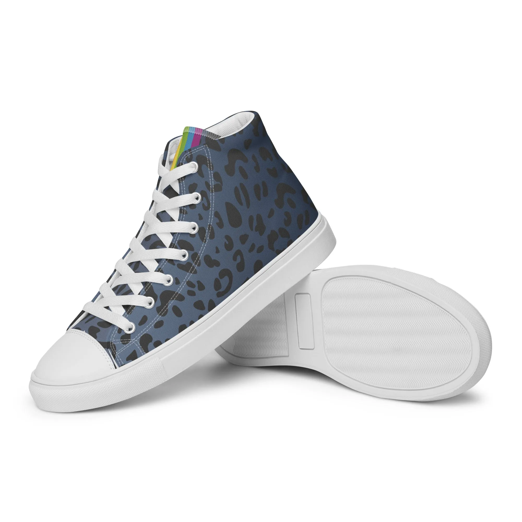 Rainbow Flag Blue Leopard Print High Top Trainers (female sizes)