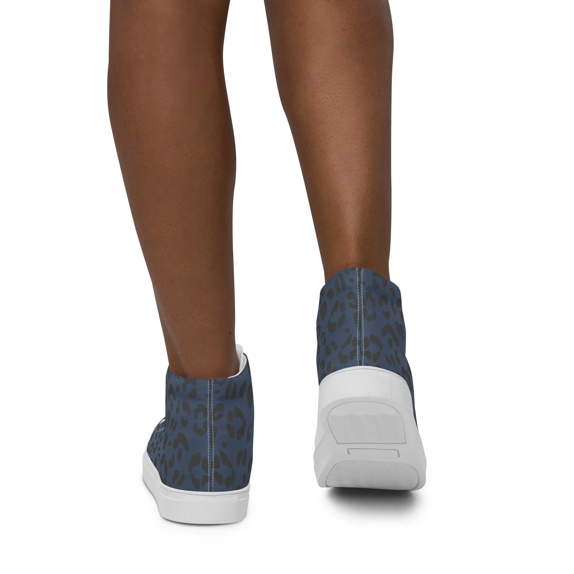 Rainbow Flag Blue Leopard Print High Top Trainers (female sizes)