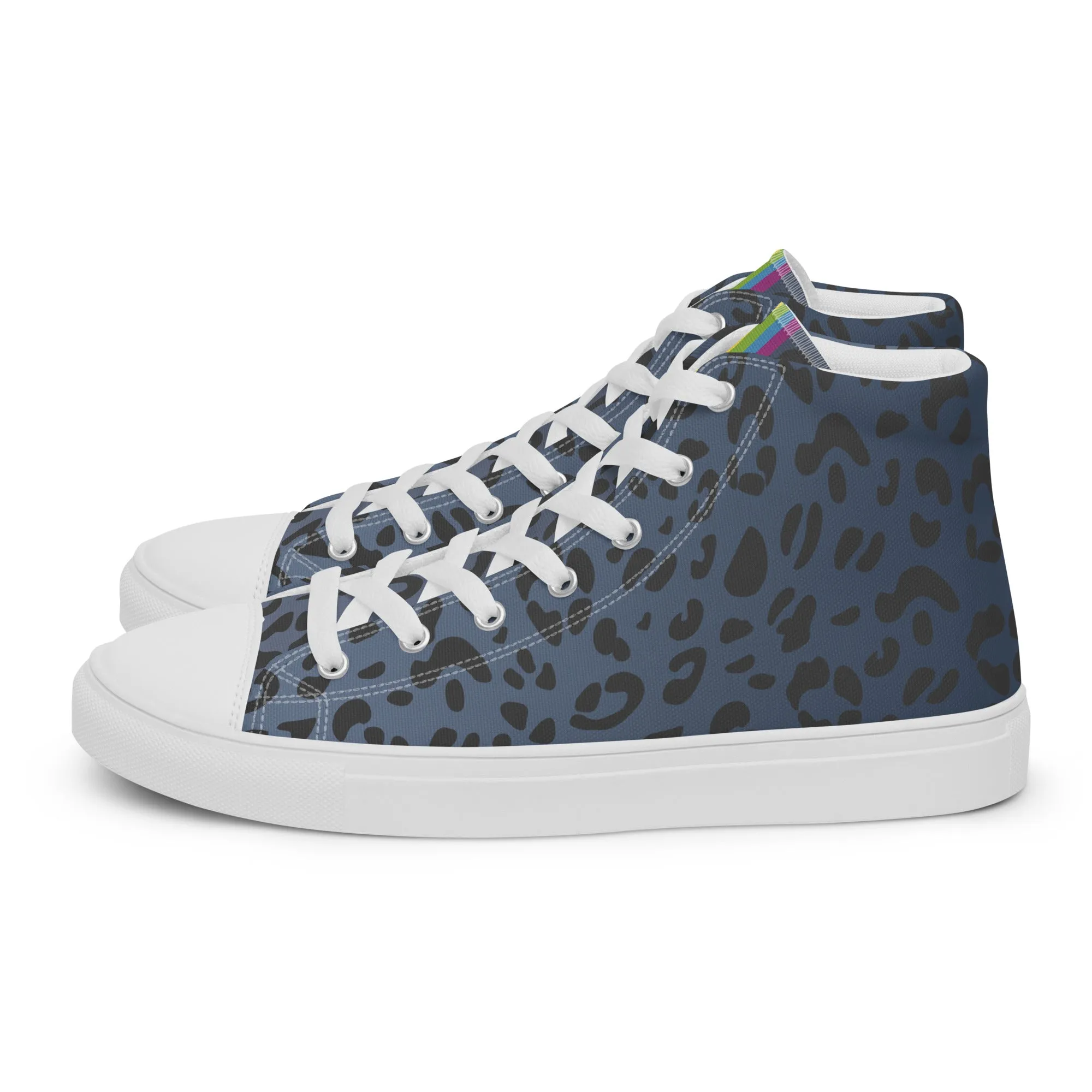 Rainbow Flag Blue Leopard Print High Top Trainers (male sizes)