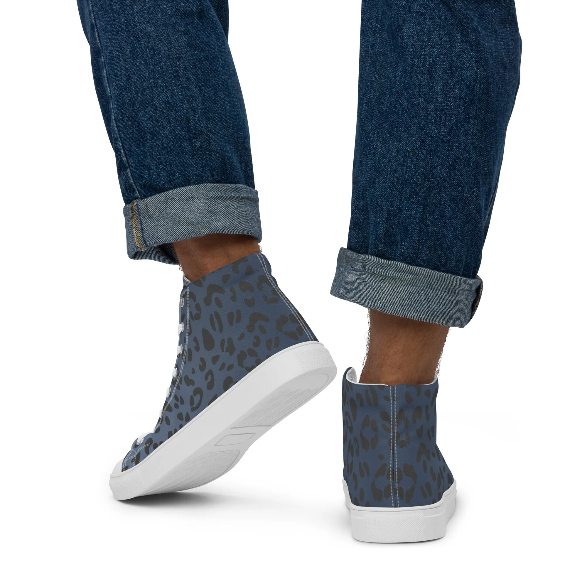 Rainbow Flag Blue Leopard Print High Top Trainers (male sizes)