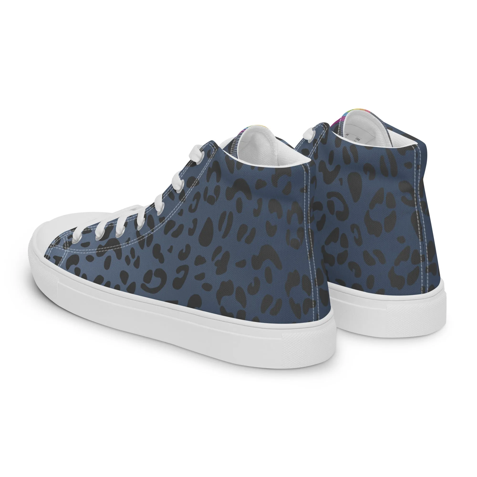 Rainbow Flag Blue Leopard Print High Top Trainers (male sizes)