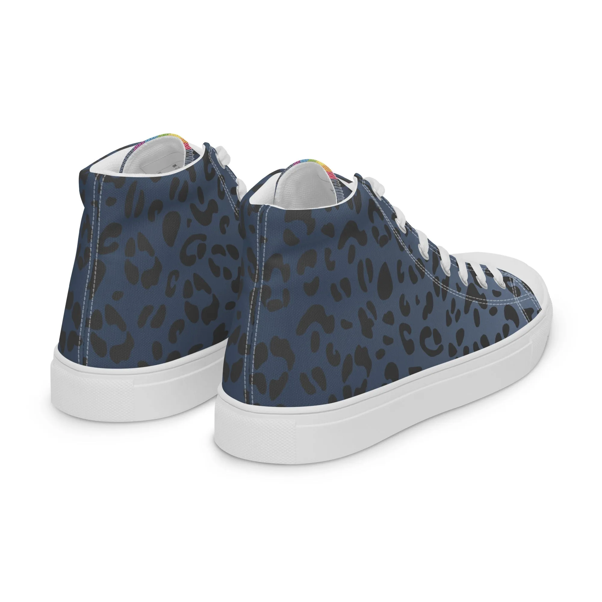 Rainbow Flag Blue Leopard Print High Top Trainers (male sizes)