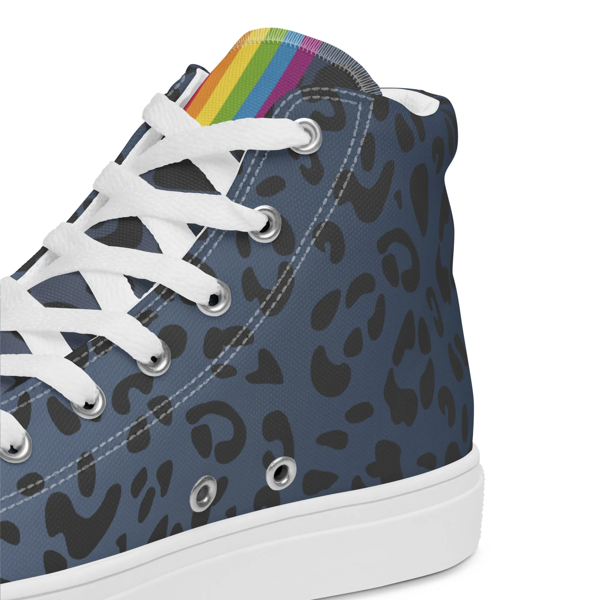 Rainbow Flag Blue Leopard Print High Top Trainers (male sizes)