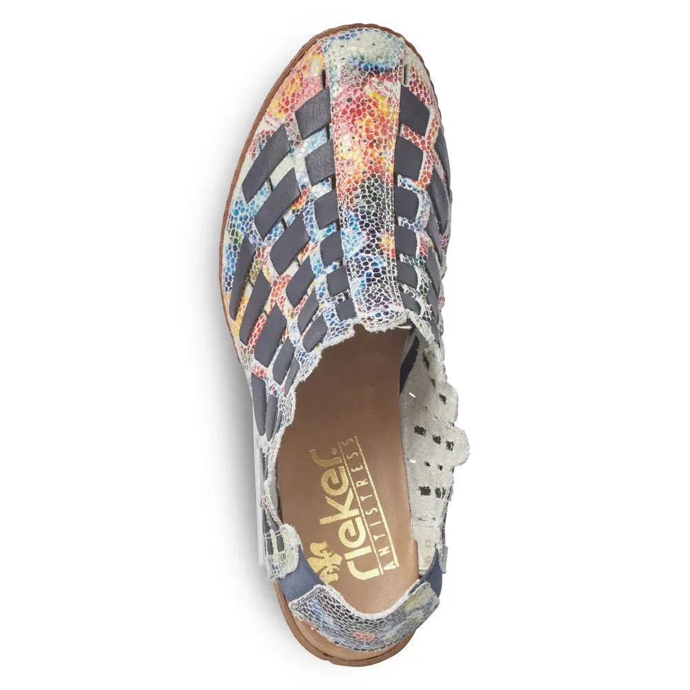 RIEKER 46778 WOVEN LEATHER SLING OCEAN MULTI