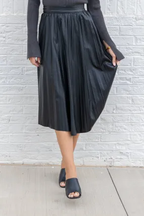 STELLA LEATHER MIDI SKIRT