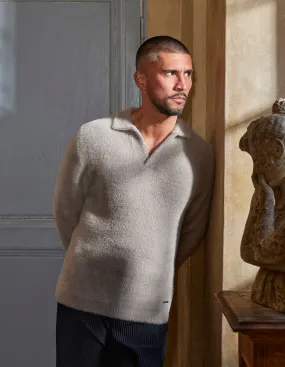 Taupe Mohair Open Collar