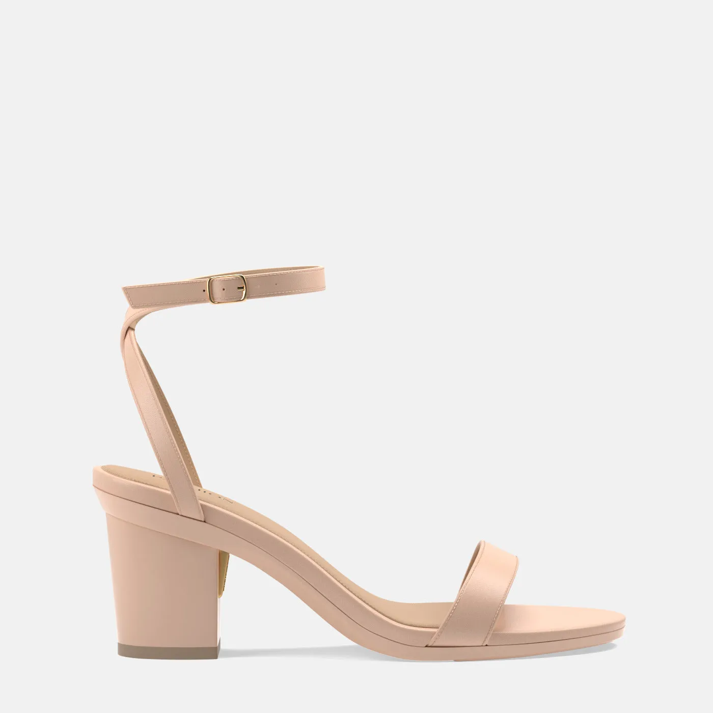 The Brenna - Sand Leather   Block Heel Kit 3 Sand