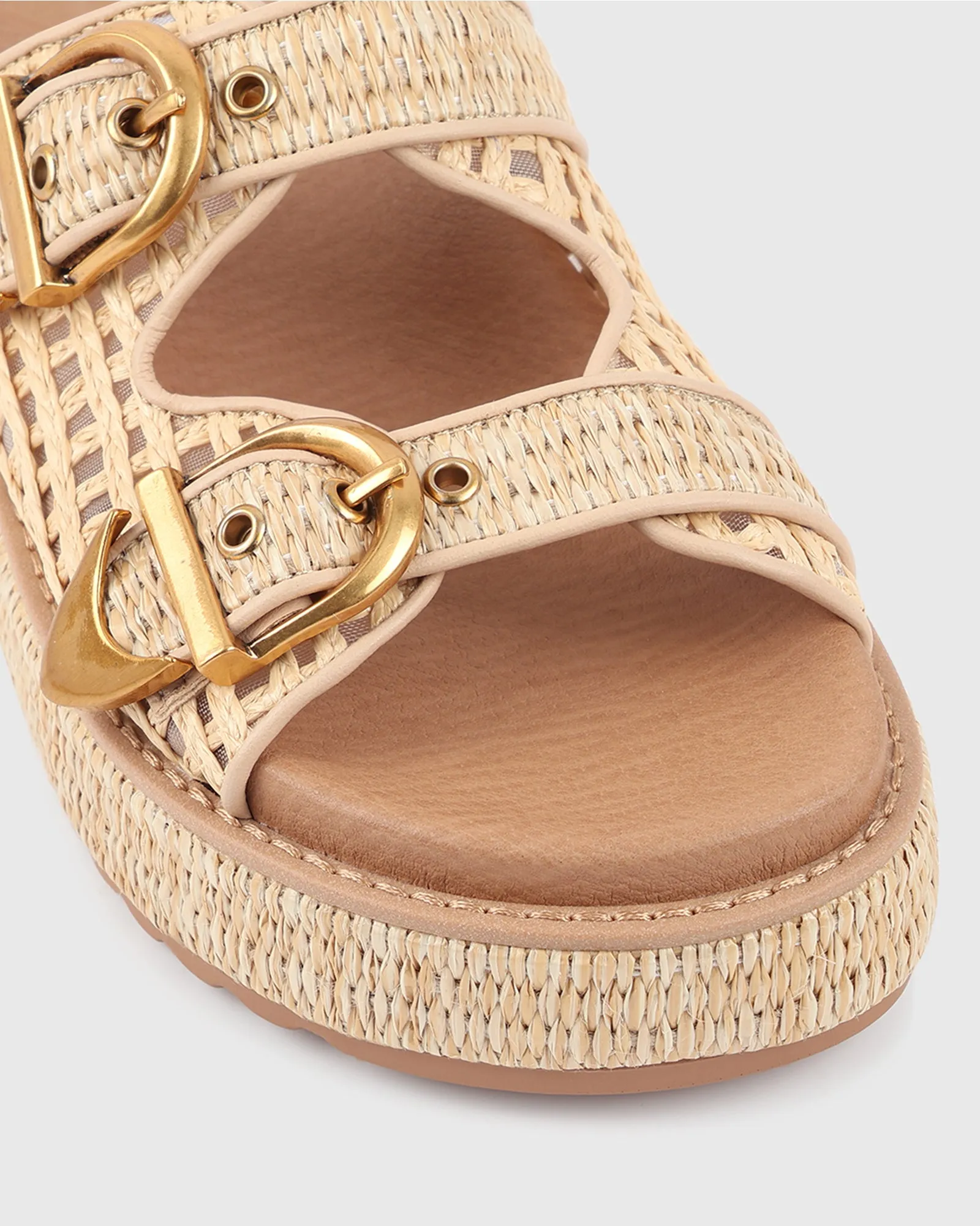 VACAY Raffia Platform Slide Sandals