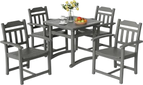 Vevor 5 Piece Patio Dining Set All-Weather Outdoor Table and Armchairs Light Gray New
