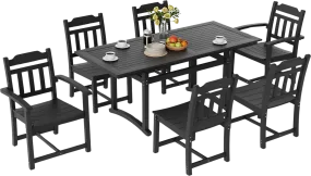 Vevor Patio Dining Set All-Weather Outdoor Table and Chairs 7 Piece Black New