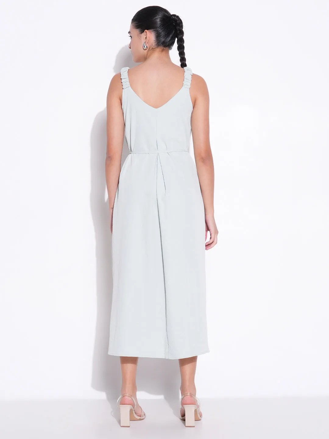 Women Solid Sea Green A Line Dress
